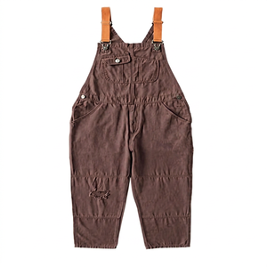 <b>Men's</b> Brown Cotton Work Coverall <b>Overalls</b> With Pockets And Orange Straps Dust Proof Uniform For Spring Autumn - Product Image 3