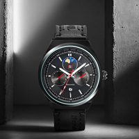 Montre-bracelet à quartz de luxe NS Never Stop N923 pour homme, avec date, aiguilles lumineuses, bracelet en cuir, étanche, calendrier