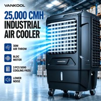 Fabricant de refroidisseurs d'air évaporatifs industriels, refroidisseur d'air mobile portable 25000CMH, système de refroidissement d'air mobile pour usage commercial extérieur