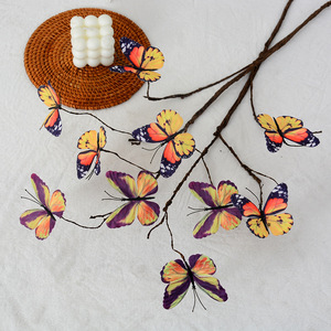 Branches de papillons artificiels Qianzhu, fleurs en soie plastique de couleurs mélangées, décoration de mariage et de maison 33437281404 - Product Image 3