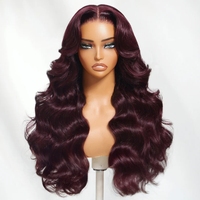 Rohhaar Perücken Loose Wave Black Cherry 13x4 Pre-Everything Lace Frontal und 7x5 Bye Bye Knots Lace On und Go Glueless Perücken