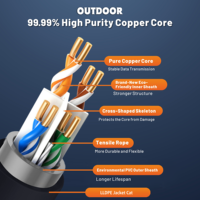 Kabel tembaga kualitas terbaik CAT6A U/UTP luar ruangan 1000ft Plenum Rated kabel Solid pelindung ganda 305m kotak fleksibel