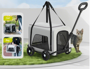Chariot de transport <span class=keywords><strong>pour</strong></span> animaux de compagnie d'extérieur, <span class=keywords><strong>poussette</strong></span> à roues universelles, boîte à roulettes amovible, sac de transport pliable <span class=keywords><strong>pour</strong></span> <span class=keywords><strong>chien</strong></span> et chat, grande capacité, sûr - Product Image 2