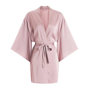 Elegante Vestaglia Corta da Donna in Raso con Maniche a Tre Quarti, Design Avvolgente e Cintura, Comoda per la <span class=keywords><strong>Notte</strong></span> - Product Image 3