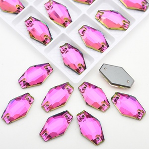 OLeeya Meilleures ventes Strass personnalisés hexagonaux en verre à coudre, Pierres de couture en cristal pour vêtements - Product Image 2