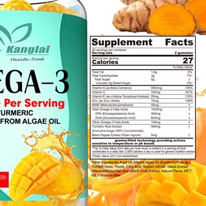 Integratore <span class=keywords><strong>Omega</strong></span> 3 in Gommose DHA EPA a Tripla Concentrazione per il Sviluppo Cerebrale, Favorisce la Salute di Pelle e Capelli - Product Image 2