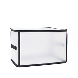 Waterproof White clear Clothes storage box with lid travel foldable PVC storage boxes bins