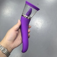 Vagina-Saugdildo Vibrator Sexspielzeug für Frauen Zungen-Leck-Klitoris-Stimulator Brustwarzen-Sauger Doppelkopf-Vibrator Massagegerät