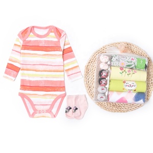 100% cotone della ragazza del ragazzo di colore infantile della tuta a maniche lunghe di inverno <span class=keywords><strong>vestiti</strong></span> del bambino del pagliaccetto con i calzini - Product Image 1