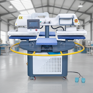 Máquina de Transferencia de Calor por Sublimación Automática con Láseres, Tipo Carrusel de Cuatro Estaciones, con 2 Cabezales de Calentamiento Rotatorios Automáticos para Impresión de Camisetas - Product Image 1