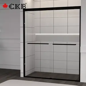 CKB Brushed Nickel Matt Black Chrome Tempered Glass Bathroom With Frame Sliding Shower Door
