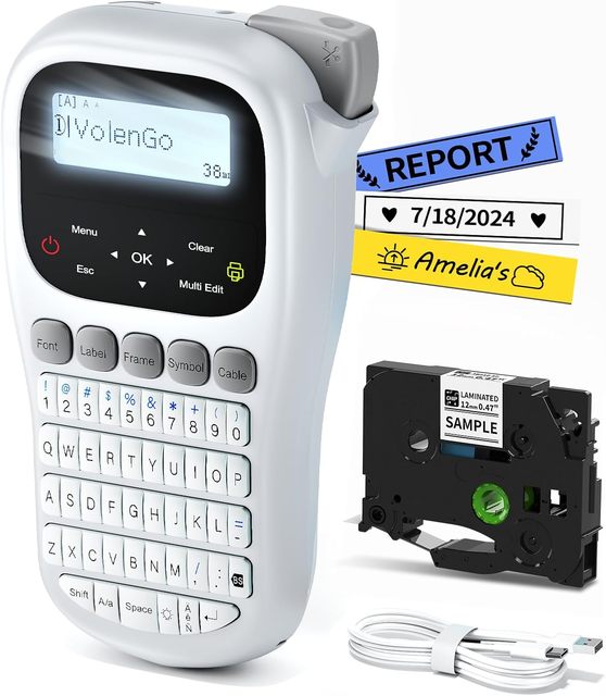 Waterproof Handheld Label Maker H1100 Portable Thermal Printer 12mm Laminated Tapes Multi-fonts Inkless Wire Label Printer