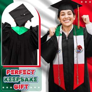 Estola de Graduación con Doble Bandera Mexicana y Cordones de Honor para la Celebración del Día de Graduación - Product Image 3