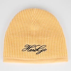 <strong>Winter</strong> Thermal Custom Logo Embroidered Waffle Knit Fleece Lined Beanie Hat Skull <strong>Cap</strong> - Product Image 3