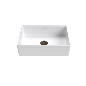 <span class=keywords><strong>Évier</strong></span> de cuisine professionnel en argile réfractaire blanc de 33 pouces, cuve unique, en porcelaine, fait main - Product Image 3