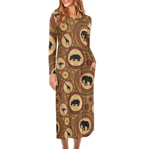 Robe Longue Personnalisée à Manches Longues Kitenge Tendance Robe Maxi Ample Oversize Confortable <span class=keywords><strong>Femme</strong></span> Africaine avec Poches Imprimé Ankara Cire - Product Image 5