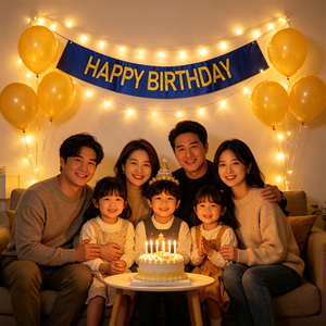 Fascia Blu 'Buon Compleanno' con Lettere Dorate, Elegante Decorazione per Feste, Confezione da 12 Pezzi - Product Image 3