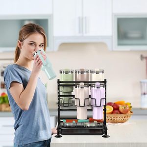 Organizador de Botellas de Agua para Vasos Stanley de 40/30 oz con Asa, Soporte Organizador para Vasos Stanley con Bandeja de Drenaje - Product Image 6