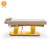 Lit de massage électrique chauffant de style thaïlandais avec base en bois réglable pour le visage et le corps