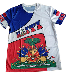 New Arrival Men's Printed Polo Shirt Cotton Haiti Flag Football Jersey T Shirt Ready to Ship Haitian T Shirt with Haitian Flag