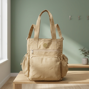 Lady Summer Convertible Canvas Tote <b>Backpack</b> with Zipper Closure Waterproof <b>Laptop</b> Sleeve Functional Pockets Durable Design - Product Image 3