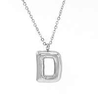 Collar con Colgante de Letra del Alfabeto, Diseño Hueco, Acero Inoxidable Impermeable, Joyería para Mujer