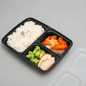 Best Seller To Go Containers Food Disposable Clear Meal Prep Containers 3 Compartment Lunch Box