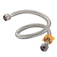 Tuyau de machine à laver tressé en acier inoxydable 3/4" avec raccords FHT pour alimentation en eau résidentielle longue distance, durable