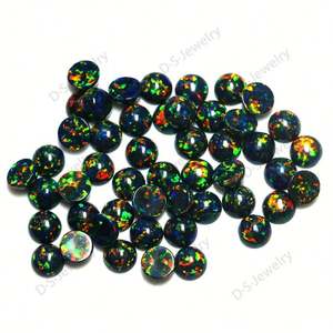 Chine Usine Ronde Cabochon Forme Opale Synthétique Pierre OP35 Opale Noire - Product Image 5