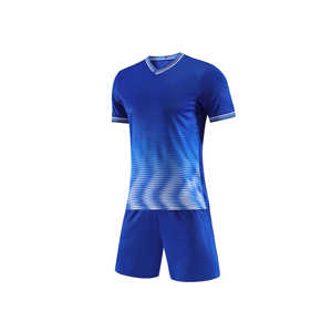 Conjunto de Uniforme de Fútbol para Club, Color Rosa Moderno, Personalizable por Sublimación, Jersey de Punto Blanco y Azul, Ropa de Fútbol Económica - Product Image 3