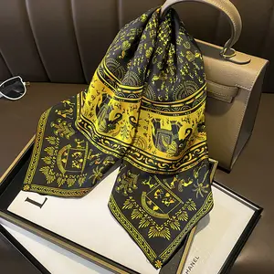 Custom Ladies Designer Bandana Head Scarfs Luxury Square Silk Twill Satin Scarves Customized Made Digital Print Women Silk Scarf