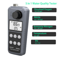 AE86061 Water Quality Tester Meter Detector Dissolved Oxygen Temp PH Nitrite Ammonia Nitrogen Analyzer for Fish Farm&Wastewater