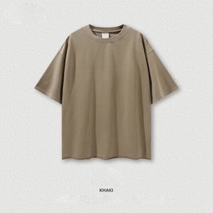 T-shirt pour homme en coton de haute qualité, à col rond, à manches courtes, avec logo personnalisé, bord brut, écologique, vente en gros - Product Image 1