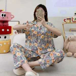 <span class=keywords><strong>Pijamas</strong></span> de mujer <span class=keywords><strong>baratos</strong></span> con botones, conjunto de 2 piezas, ropa de dormir suave con solapa, manga corta, pantalón largo, cuello vuelto, ropa de casa, venta <span class=keywords><strong>al</strong></span> <span class=keywords><strong>por</strong></span> <span class=keywords><strong>mayor</strong></span> - Product Image 2