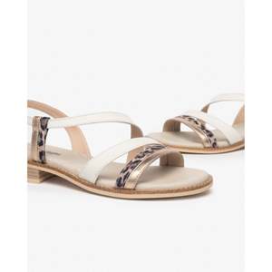 Sandalias Bajas para Mujer Nero Giardini E513418D, Blancas Beige, Planas, con Tiras, Estilo Verano - Product Image 3