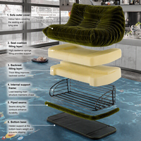 Ensemble de canapés et fauteuils modernes en tissu velours compressé sous vide avec pieds en métal pour appartement, hôtel, salle de sport, entrepôt et atelier
