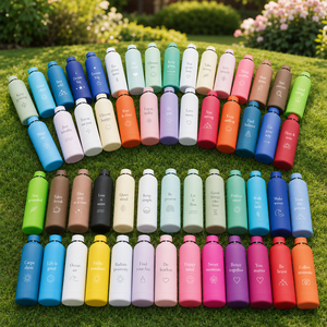 Custom Art Font Laser Engraved Stainless Steel Water Bottle Rich Matte Shades Carry Strap Leakproof Reusable Vacuum Flask - Product Image 6