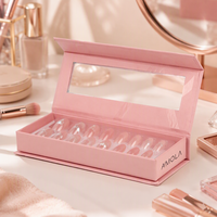Boîte cadeau personnalisée avec fenêtre transparente en PVC, fermeture magnétique bleue, emballage en papier, boîte pour produits de beauté des ongles