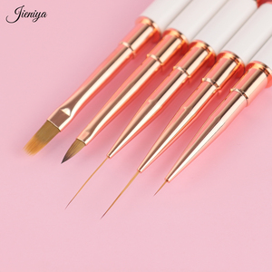 Nuevo Set de Pinceles para Decoración de <span class=keywords><strong>Uñas</strong></span> 3D de Doble Punta con Mango Metálico Rosa/Blanco y Pelo de Nailon/Kolinsky, Llegada en <span class=keywords><strong>2023</strong></span> - Product Image 3