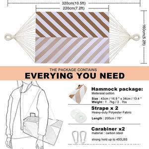 Hamaca de Algodón para Exteriores Woqi, Extra Grande para 2 Personas, Duradera, Portátil, Color Marrón Blanco, Hamaca Tropical para Jardín - Product Image 2