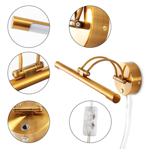 Lampe murale moderne en fer de style américain, réglage tricolore (3000K-6000K), étanche IP44, contrôle par capteur, LED, pour hôtel et salle de bain - Product Image 2