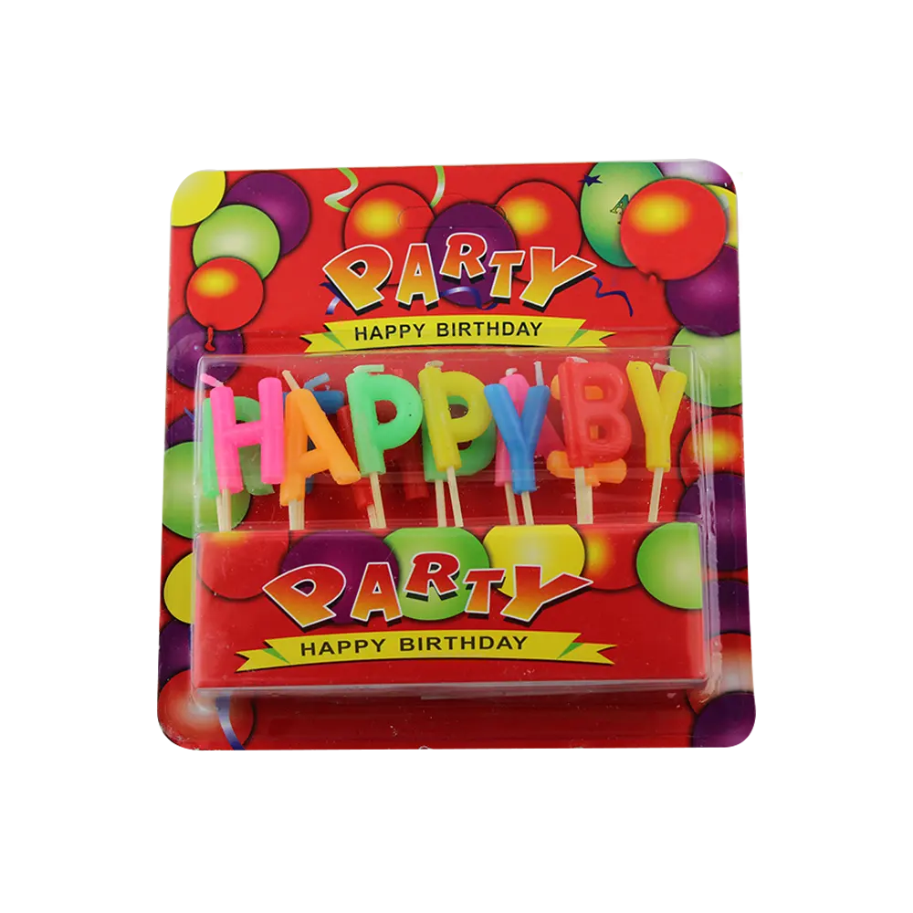 Huamingブリスターカードパックキャンディーレターキャンドルマカロン色お誕生日おめでとうパーティーの装飾キャンドルバルク卸売