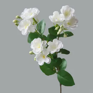C-JF001 atacado artificial seda faux branco jasmine flores haste ramos para casamento casa festa decoração