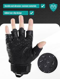 Guantes Tácticos de Impacto para Exteriores, Medios Dedos, Pantalla Táctil, Resistentes a Cortes, Cuero Sintético Acolchado, Agarre Extra, Soporte para Muñeca, Motocicleta - Product Image 4