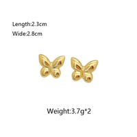 Anting Tusuk Kupu-kupu Bunga Elegan Bahan Stainless Steel Lapis Emas Anti Air Hipoalergenik Bebas Nikel Tahan Luntur