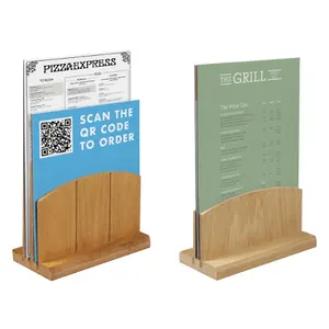 Wooden Menu Or Receipt Stand Holder Tabletop Menu Holder For Displaying