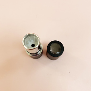 Matte Black Round <b>Lipstick</b> Tube Silver Trim ABS Material Empty Cosmetic Lip Balm Container <b>Custom</b> Logo <b>Lipstick</b> Makeup Packaging - Product Image 4