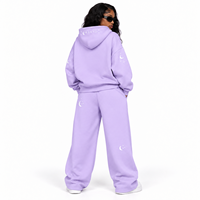 Ensemble de survêtements surdimensionnés personnalisés en tissu Air Layer avec broderie et épaules tombantes pour femme