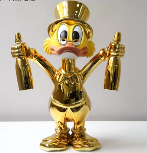 Figurine de collection de luxe en résine dorée <span class=keywords><strong>Donald</strong></span> Duck, style dessin animé, peinte à la main, tenant des bouteilles de champagne, pour décoration artistique de la maison - Product Image 5