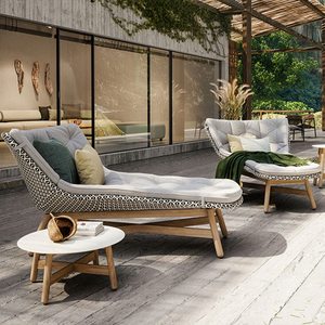 Nordic Teak Beach Chaise Poolside Teak Outdoor Furniture Set La Sala <span class=keywords><strong>De</strong></span> Estar Sillas <span class=keywords><strong>De</strong></span> <span class=keywords><strong>Playa</strong></span> Garden PE Rattan Sun Lounges Chair - Product Image 2